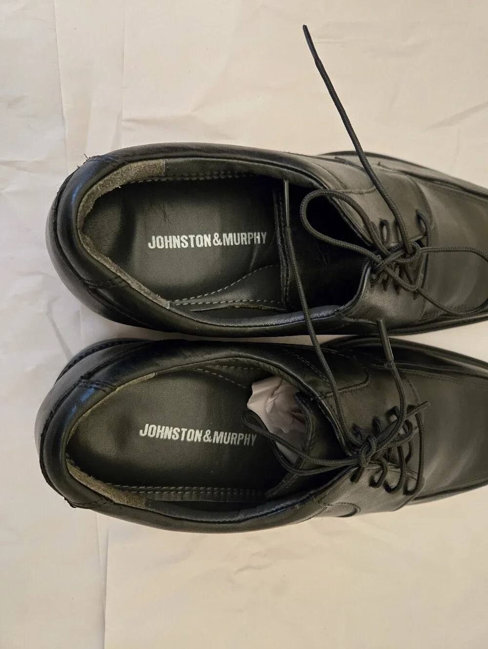 Johnston & Murphy Men's 8.5M Norvell Apron Toe Oxford Dress Shoes Black Leather